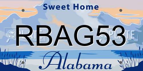 RBAG53 Alabama License Plate
