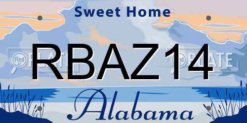 RBAZ14 Alabama License Plate