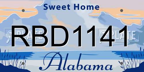 RBD1141 Alabama License Plate