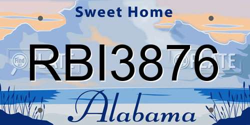 RBI3876 Alabama License Plate