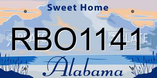 RBO1141 Alabama License Plate