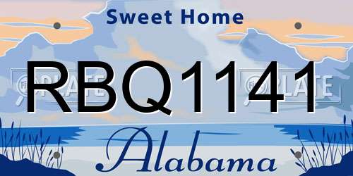 RBQ1141 Alabama License Plate
