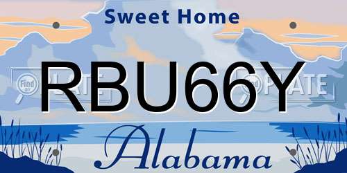 RBU66Y Alabama License Plate
