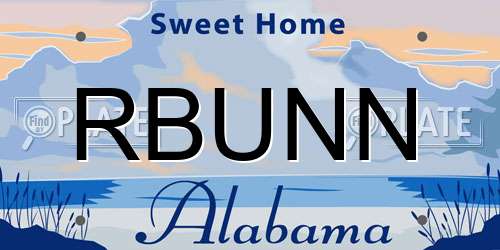 RBUNN Alabama License Plate