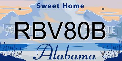 RBV80B Alabama License Plate