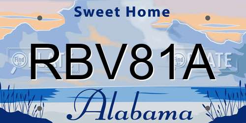 RBV81A Alabama License Plate