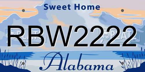 RBW2222 Alabama License Plate