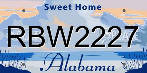 RBW2227 Alabama License Plate