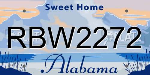 RBW2272 Alabama License Plate