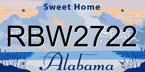 RBW2722 Alabama License Plate