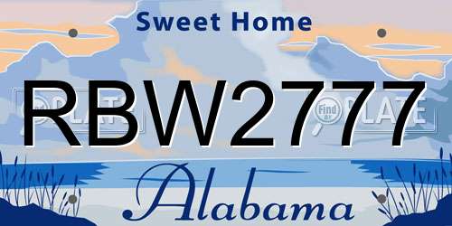 RBW2777 Alabama License Plate