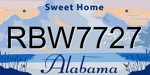 RBW7727 Alabama License Plate