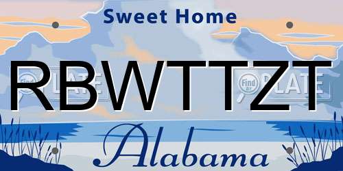 RBWTTZT Alabama License Plate