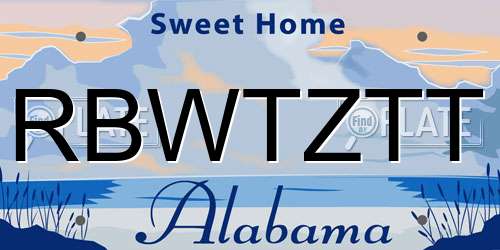 RBWTZTT Alabama License Plate