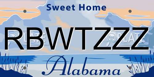 RBWTZZZ Alabama License Plate