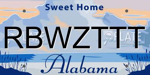 RBWZTTT Alabama License Plate