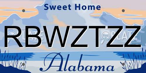RBWZTZZ Alabama License Plate