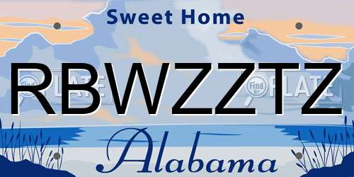 RBWZZTZ Alabama License Plate