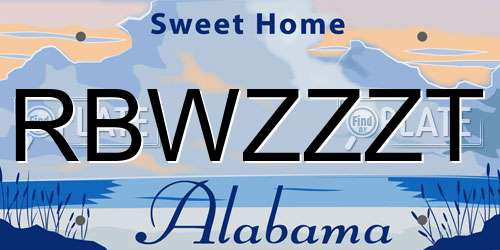 RBWZZZT Alabama License Plate