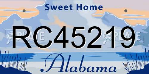 RC45219 Alabama License Plate