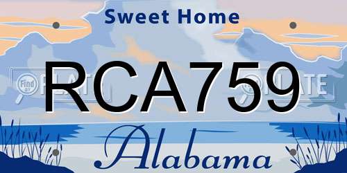 RCA759 Alabama License Plate