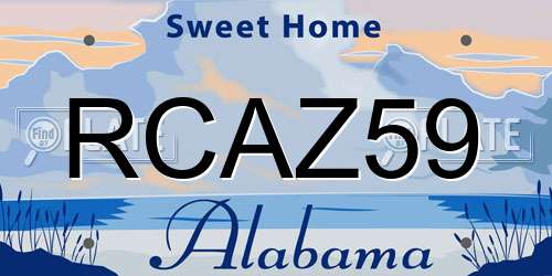 RCAZ59 Alabama License Plate