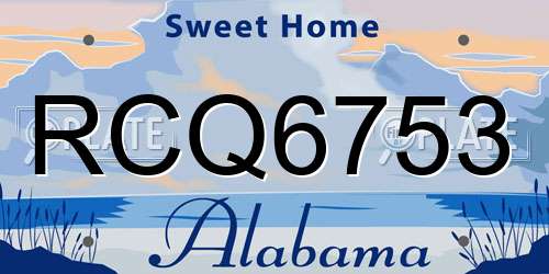 RCQ6753 Alabama License Plate