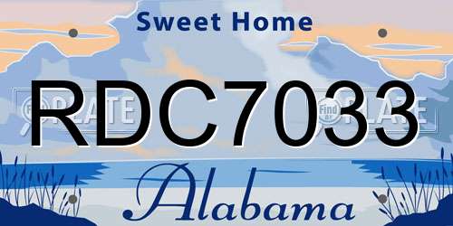 RDC7033 Alabama License Plate