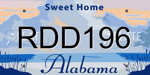 RDD196 Alabama License Plate