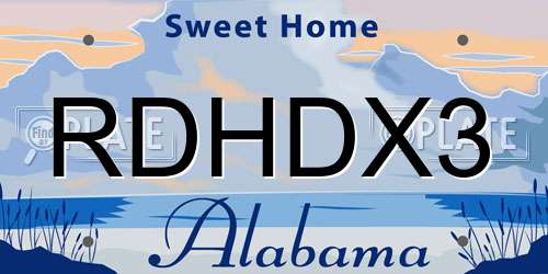 RDHDX3 Alabama License Plate