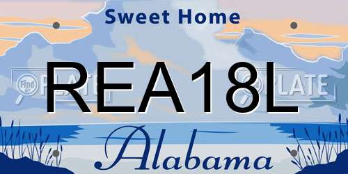REA18L Alabama License Plate