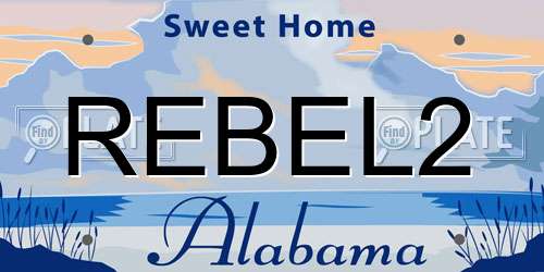 REBEL2 Alabama License Plate