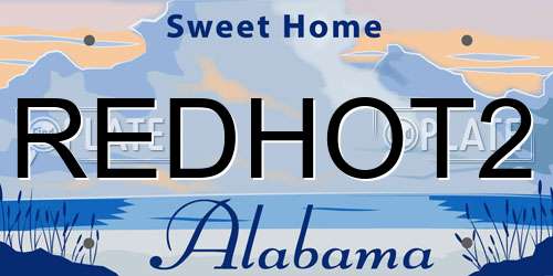 REDHOT2 Alabama License Plate