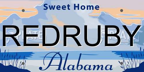 REDRUBY Alabama License Plate
