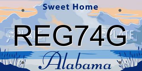 REG74G Alabama License Plate