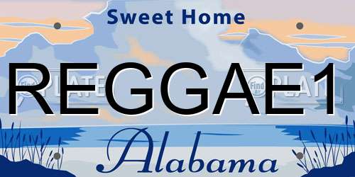 REGGAE1 Alabama License Plate