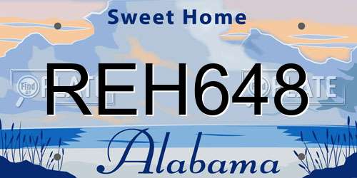 REH648 Alabama License Plate