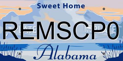 REMSCP0 Alabama License Plate
