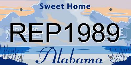 REP1989 Alabama License Plate