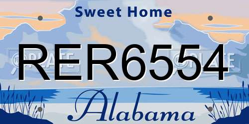 RER6554 Alabama License Plate