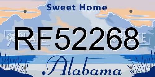 RF52268 Alabama License Plate