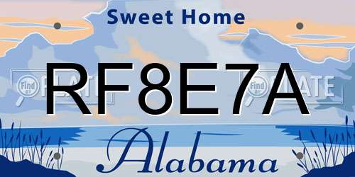 RF8E7A Alabama License Plate