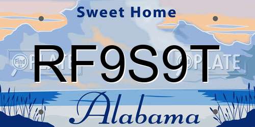 RF9S9T Alabama License Plate