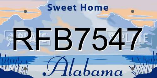 RFB7547 Alabama License Plate