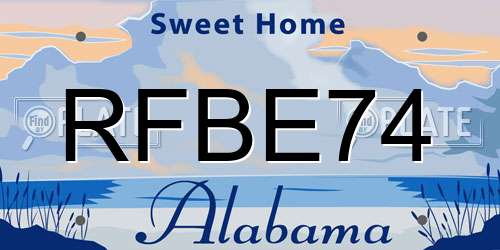 RFBE74 Alabama License Plate