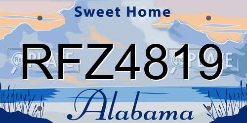 RFZ4819 Alabama License Plate