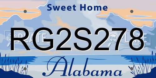 RG2S278 Alabama License Plate