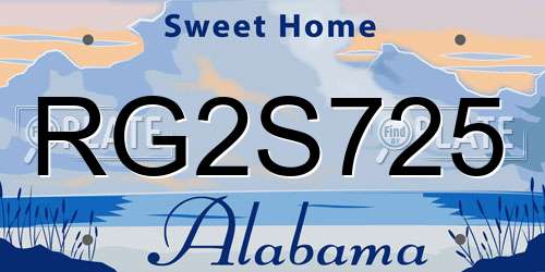 RG2S725 Alabama License Plate