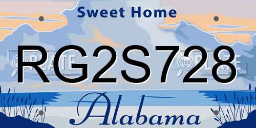 RG2S728 Alabama License Plate