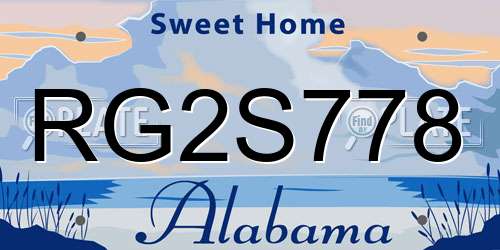 RG2S778 Alabama License Plate